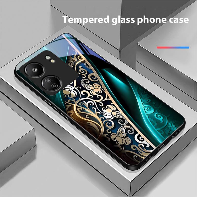 Jinmai Rød Lilla Til Xiaomi Redmi 13C Note13 12 Pro Plus 5G Note 9 13T Pro POCO X6 F5 F6 Sort Hærdet Glas Telefoncover