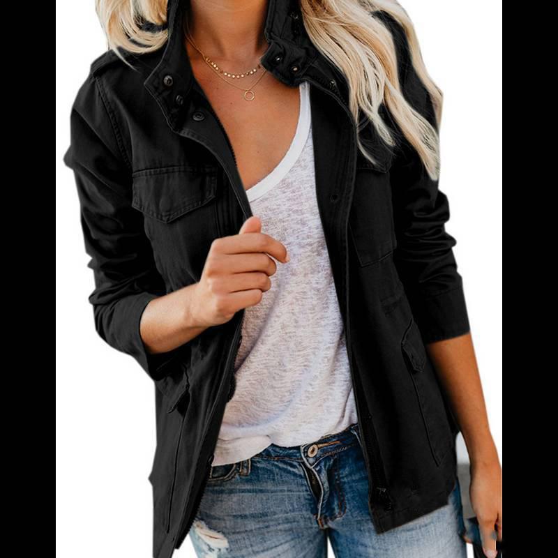 Spring Autumn Fashion Street Hipsters Loose Korean Zipper Pocket Jackets Women's Jacket