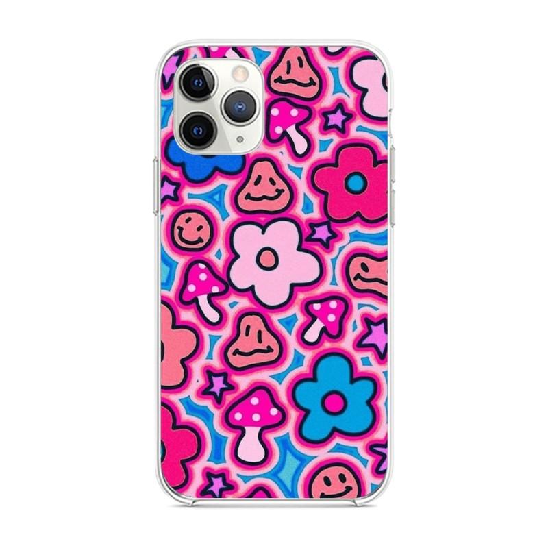 Preppy Aesthetic Cute Pink Phone Case for iPhone 14 13 12 11 XS X 8 7 6 Plus Mini Pro Max SE 2022 Transparent Phone Cover