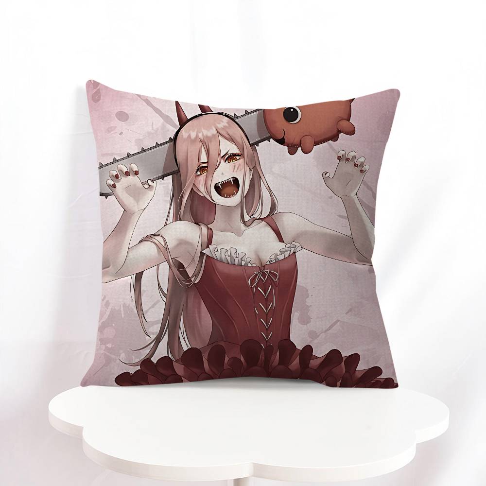 Power C-Chainsaw Man Pillow Gifts Home Office Furnishings Bedroom Sofa Car Cushion Cover Case 45x45cm