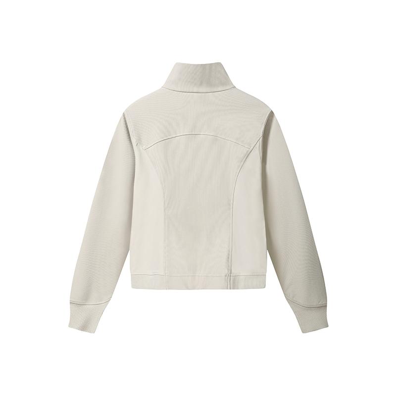 FILA White Minimalist Comfortable Slim Fit Stand Collar Jacket Women jackets F11W633501FBG