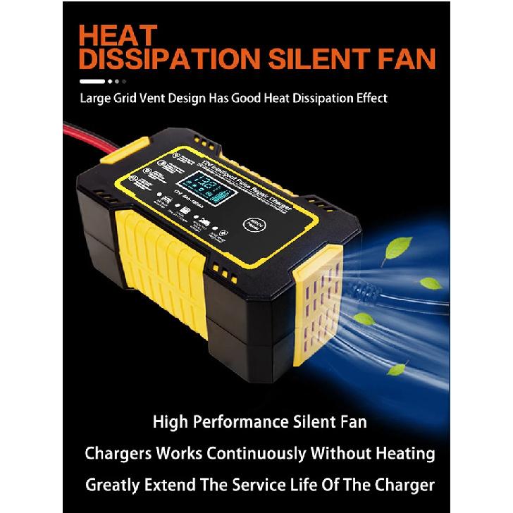 12V 6A Full Automatic Car Battery Charger Power Pulse Repair Chargers Wet Dry Lead Acid Battery Chargers Digital LCD Display