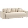Sleeper Sofa 230 Cm 3-Seater Sofa with Sleep Function, Cushions, Storage, Corduroy Look for Living Room, Beige