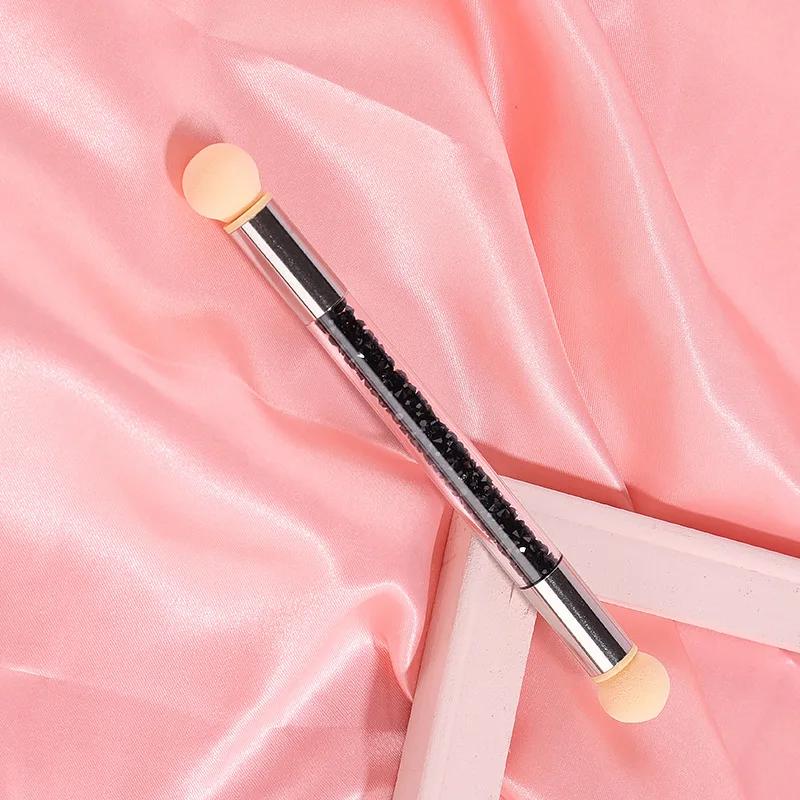 Stilo de umbrire gradient Accesorii pentru pictura pentru arta unghiilor cu două capete Perie pentru punctat unghii Cap burete Mâner cu strasuri Perie pentru arta unghiilor