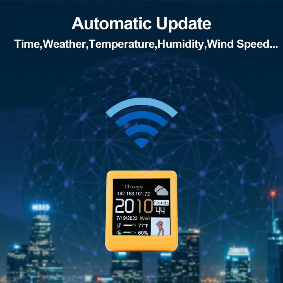 Chytré WIFI Meteostanice Hodiny DIY Roztomilé GIF Animace Stolní Mini Hodiny pro Dekoraci Herny