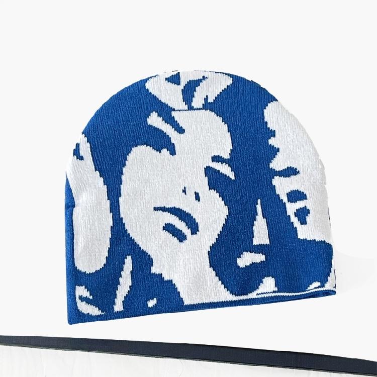 Teen Knitted Beanies Hat Elastic Ear Protector Hat Human Portrait Pattern Hat Adult Winter Cycling Skiing Beanies