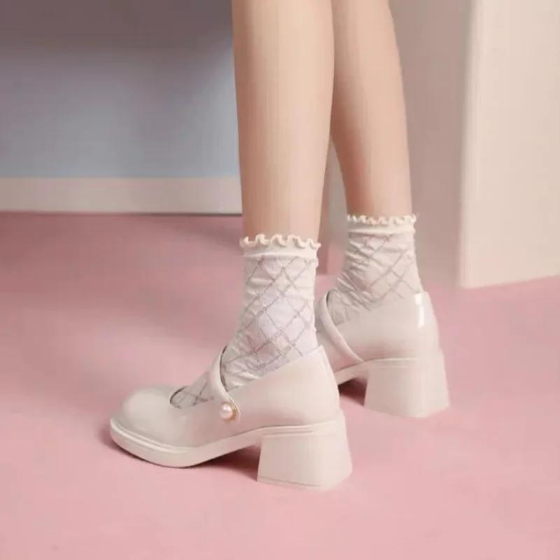 Ladies Shoes 2025 Hot Sale Buckle Strap Women's High Heels Fashion Shallow Office and Career Round Toe Pumps New Mary Jane Shoes