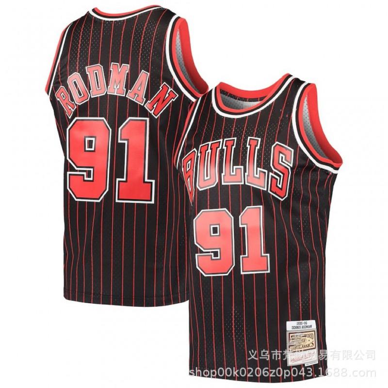 Chicago Bulls Retro Basketball Jersey Pippen 23 Rodman 33 Jordan 91 Embroidered Cotton Unisex V-Neck Sleeveless Sportswear