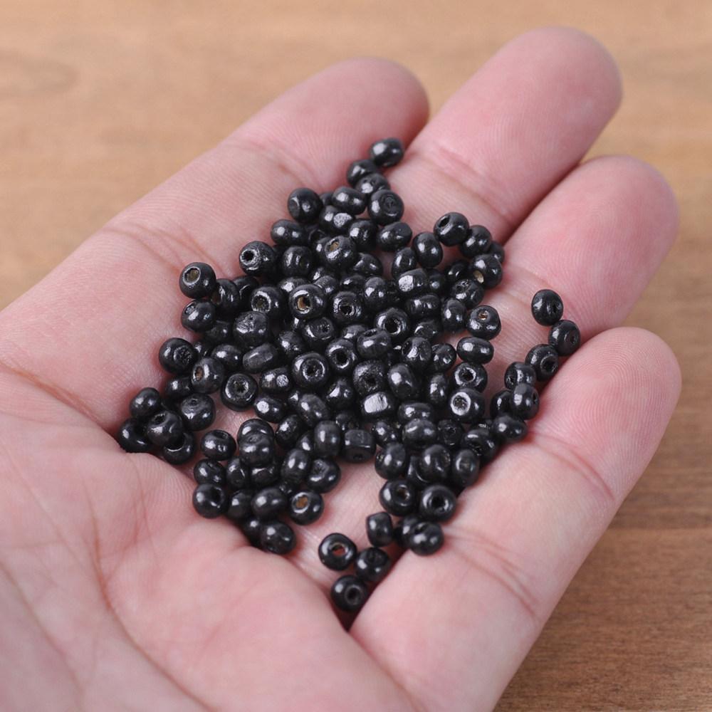 1000pcs Round 4mm Plated Coated Color Natural Wood Small Loose Spacer Beads for DIY Crafts Woodcraft Jewelry Making Accessories