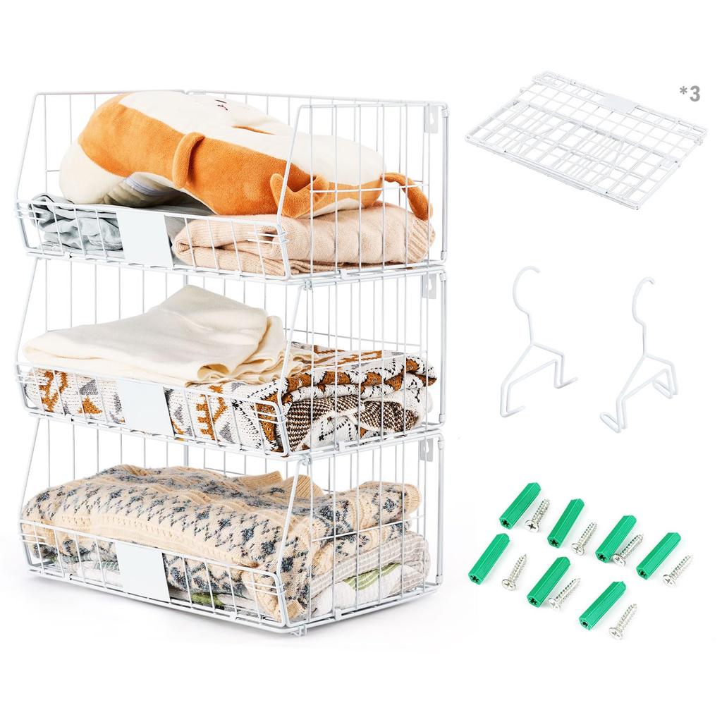 Fenghome Hanging Rack, Set of 3, Closet Storage, Foldable, 2025 New Design, Clothes Storage, Multiple Connectable Shelves, Compact Folding, Large Capa
