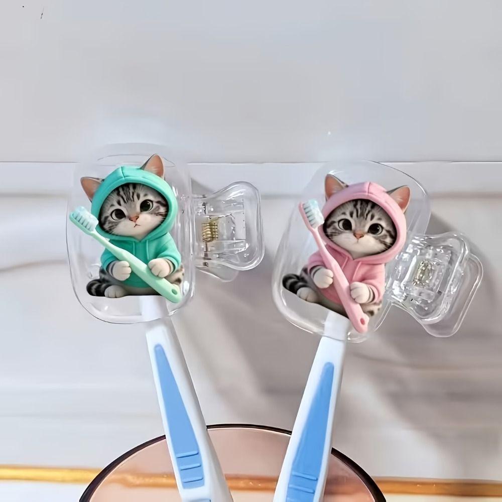2pcs Portable Toothbrush Head Cover Dust-proof Cat Toothbrush Cover Travel