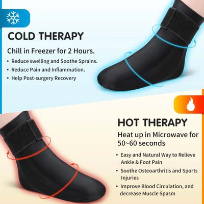 Hot & Cold Therapy Ankle Ice Wrap - Reusable Solid Gel Core with Elastic Fabric, for Sports Injury & Arthritis Pain Relief