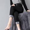 Korean Fashion Winter Thick Velvet Women High Waist Skinny Jeans Simple Fleece Warm Slim Fit Stretch Ladies Casual Denim Pants