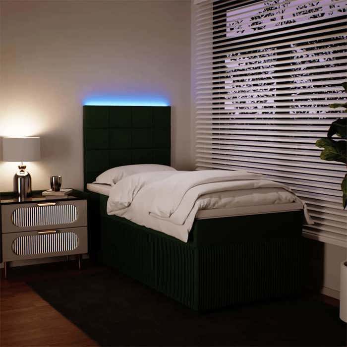 Cadre de lit avec matelas - Maison Exclusive - Vert foncé - 90x190 cm - Lumières LED personnalisables