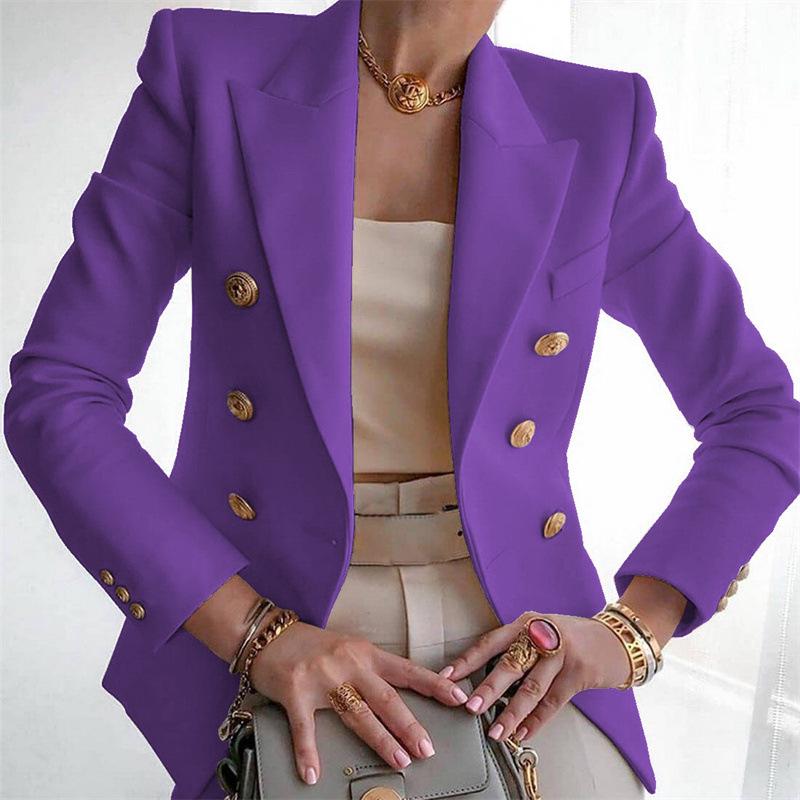 Women's 2025 Autumn/Winter Solid Color Fashion Casual Short Suit Jacket