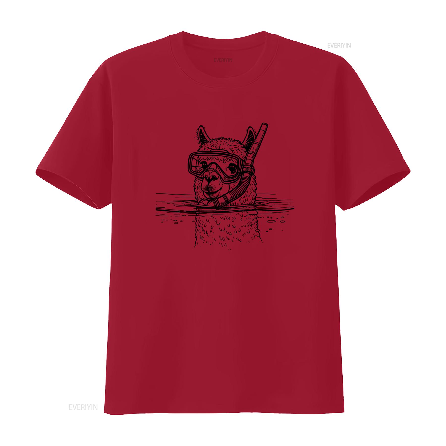 

Alpaca Snorkeling Adventure T Shirt Funny Animal Lover Design for Him Her vintage Washed Breathable designer clothes Casual S
