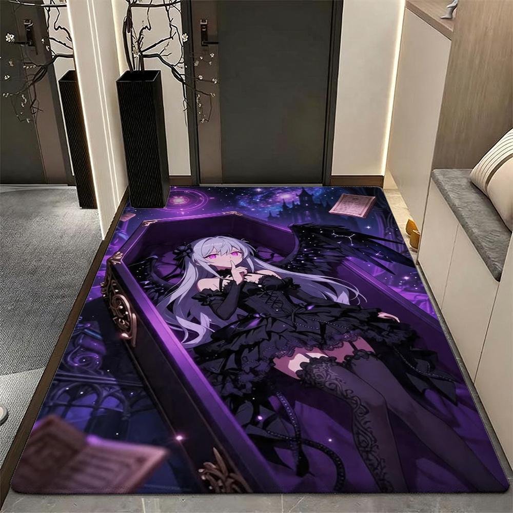 Twin Catgirls Black Lingerie Printed Rug Thick Nonslip Carpet For Gaming Room Study Living Room Home Party Decor Christmas Gift