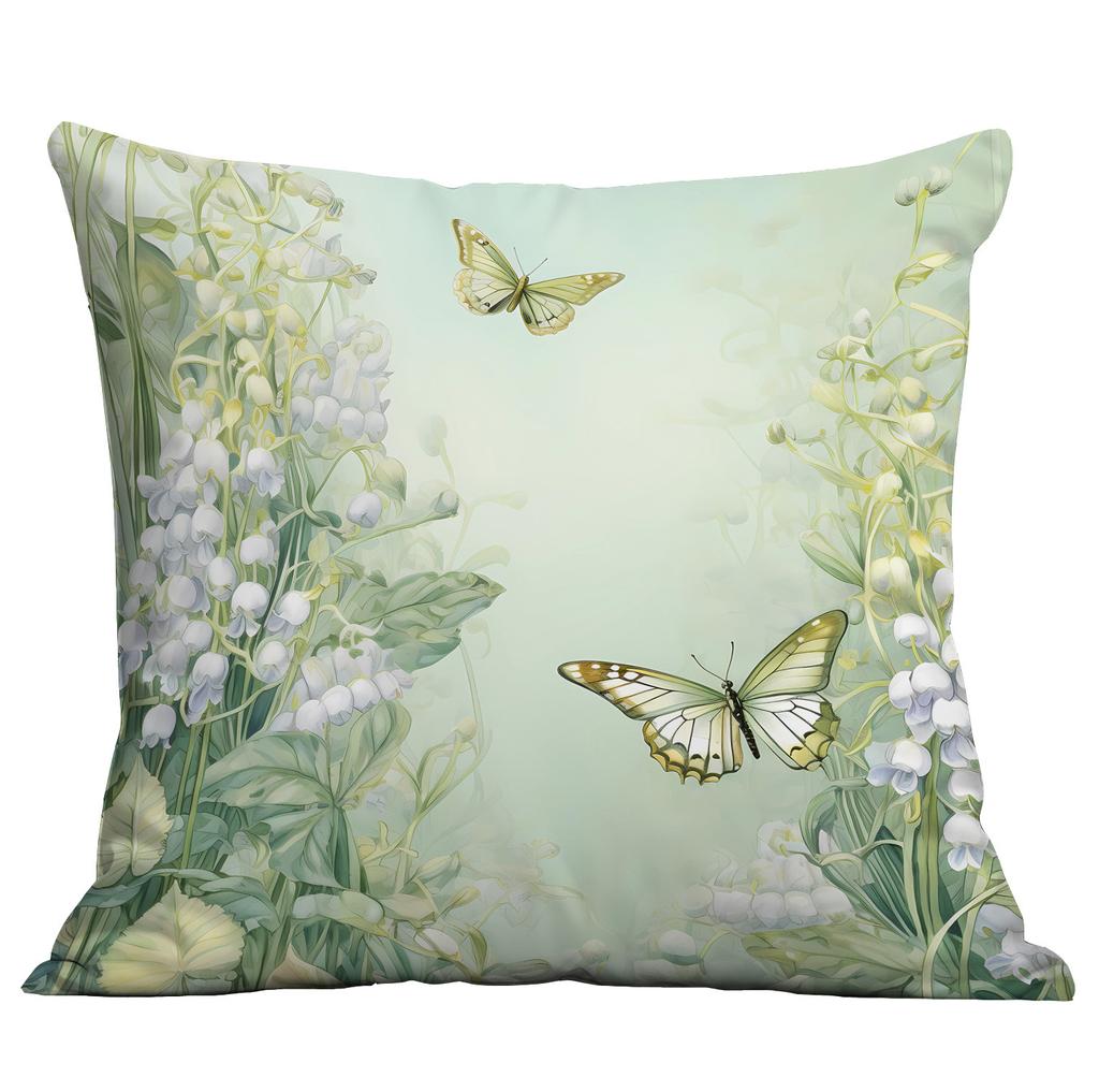 Ny Vår Fjäril Liljekonvalj Liten Fräsch Tryckt Örngott Kort Plysch Örngott Vardagsrum Soffa Kuddöverdrag