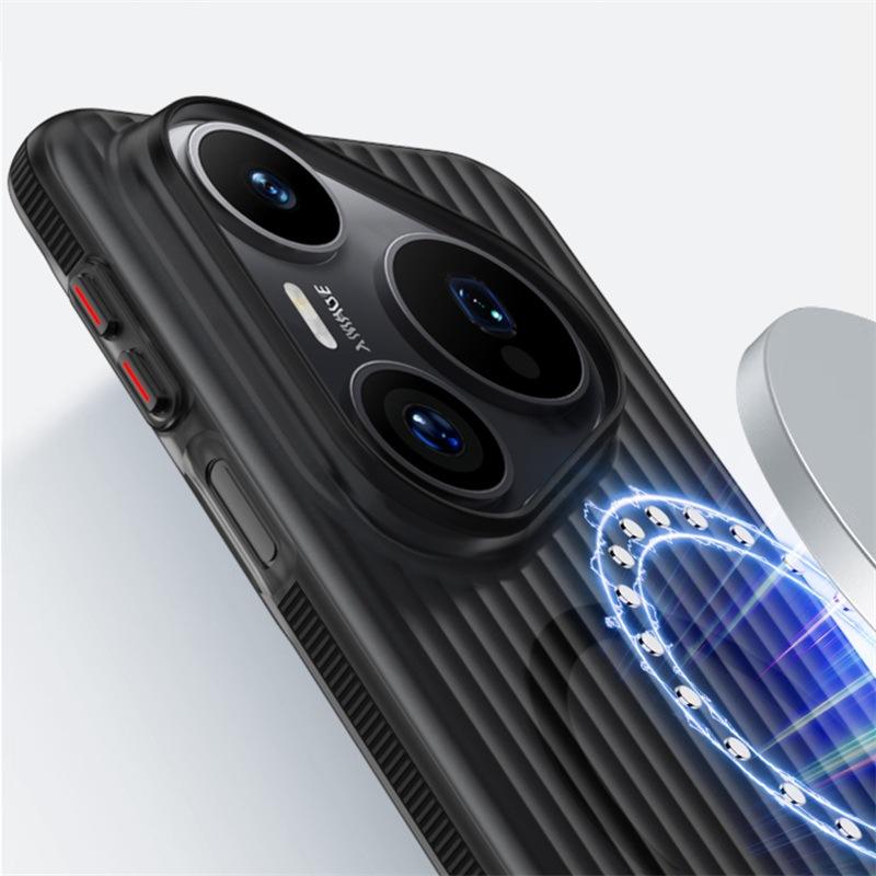 Applicable To Huawei Pura90Pro Mobile Phone Case Corrugated Grating Magnetic Anti-skid nova14Pro Anti-drop Protective Case
