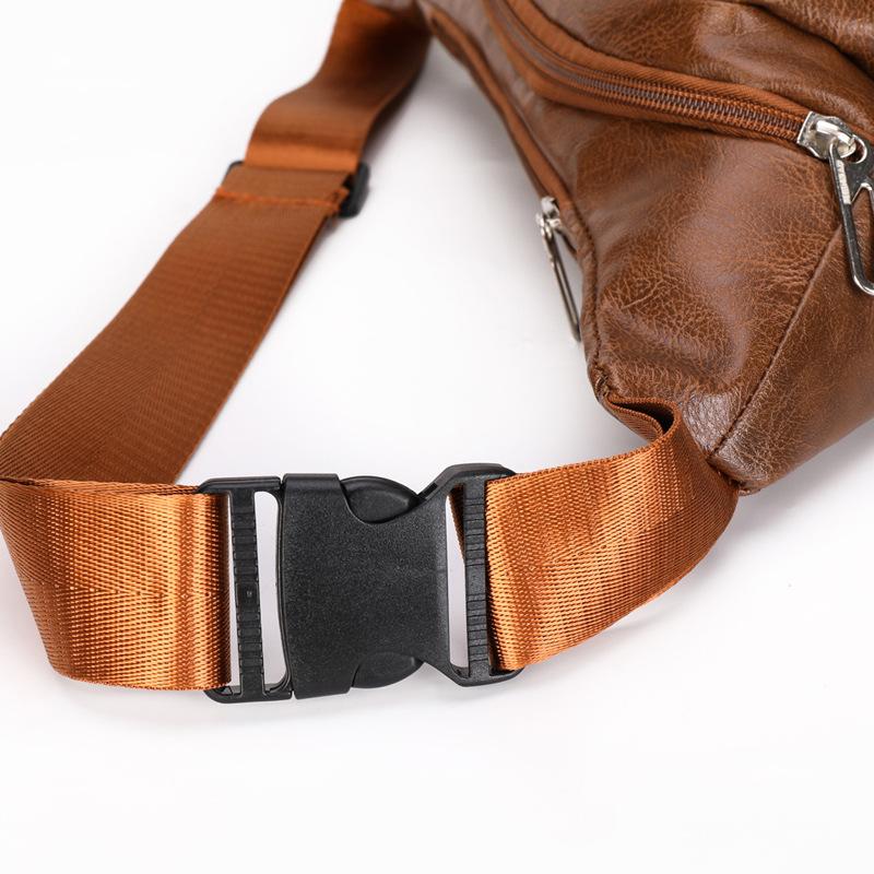 Leather Breast Bag, Men's Multi-functional Shoulder Fanny Pack, Crossbody Backpack, Casual Sports Fanny Pack, Waterproof Fanny Pack.