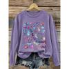 2026 New Women Autumn Winter Tops Letter And Insect Print Crew Neck Long Sleeve T Shirt Can Be Worn As Inner Layer