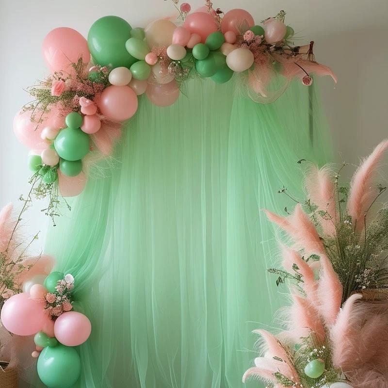 1 шт. Занавески для фона Легкий блеск Прозрачные Прозрачные Шифоновые для Детского душа Свадебные Занавески для фона Занавески Тюль Занавеска Фоны 160×250cm светло-зеленый