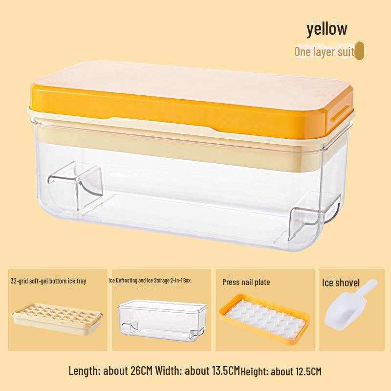 Soft-Press Ice Tray: Easy Release, Food-Grade Material, Large Capacity Ice Storage Box