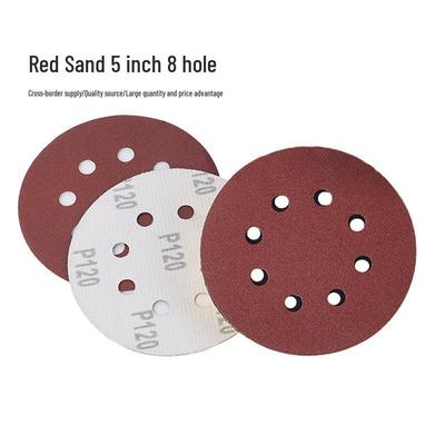 5-Zoll 8-Loch Velours Rote Schleifscheibe, Braunkorund, für Metallrostentfernung und Spachtelschleifen