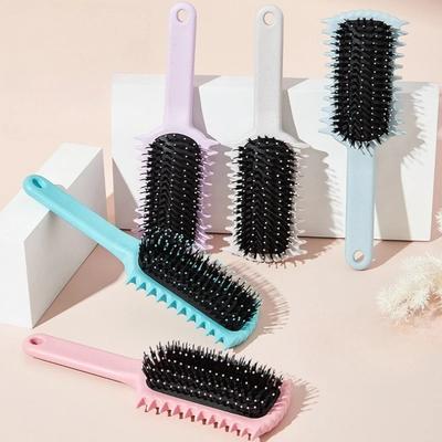 Neue Mehrfarbige Edge Groove Haarvolumenbürste - Ein-Sekunden-Ansatzlifting Stylingkamm mit Elastischer Struktur