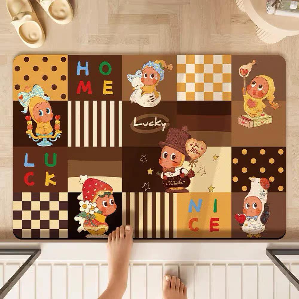 Cartoon Star Man Diatom Mud Bathroom Mat, Hand-Washable, Water Absorbent, Anti-Slip Toilet Door Mat