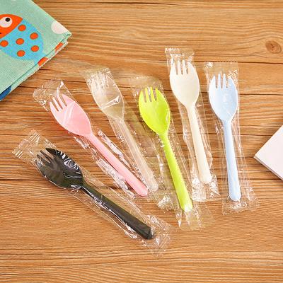 100Pcs Durable Eco-Friendly Dessert Cake Scoop Individual Packing Disposable Spoon Fork Degradable Ice Cream Spoons