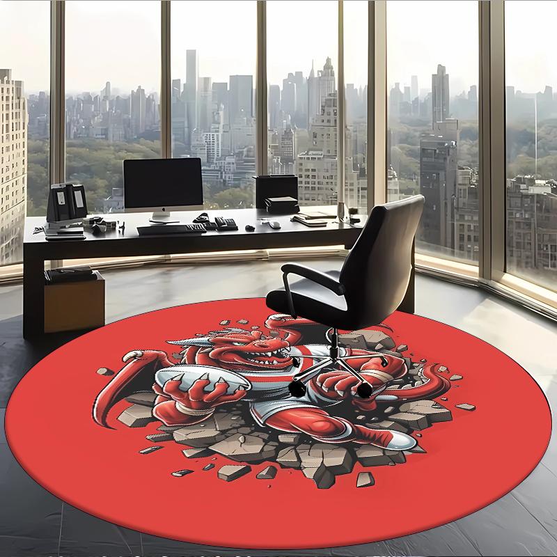 St George Illawarra Dragons (5) Round Office Rug Decorative Floor Rug for Office Bedroom Living Room and Home Space
