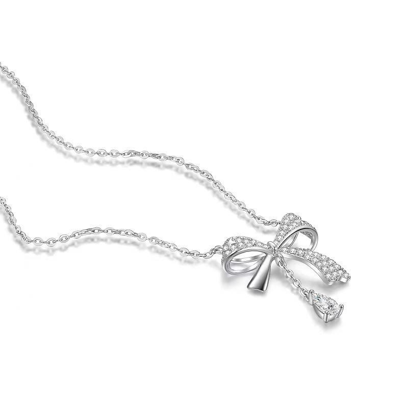 Cupronickel Tassel Bow Necklace for Women - Light Luxury, Simple Design, Versatile Clavicle Chain Gift