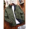 Men's Reversible Stand Collar Jacket - Sporty Casual Zip-Up Coat , Regular Fit for Spring/Fall Outdoor & Leisure Wear,  Pockets Versatile Outerwear