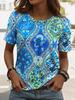 Women's T ShirtFloral Graphic Geometric Vintage Stylish Classic Short Sleeved Crew Neck Regular Tops Daily Weekend Prints Summer