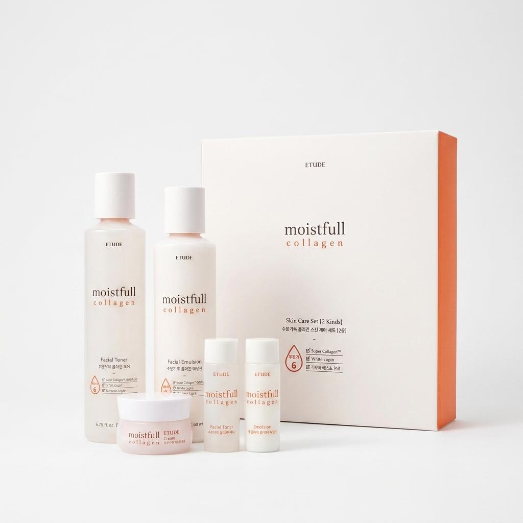 

[5-Item Set] ETUDE Moistfull Collagen Skin Care Duo (Toner + Emulsion) - [KOREAN SKINCARE] Bouncy & Intense Hydration Toner200ml + Emulsion180ml + travel kits