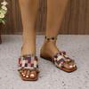 Wear Ethnic Style Retro Cloth Cool Slippers Casual Square Head Flat Bottom One Word Slippers Women