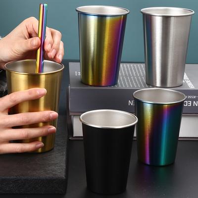 350ml/500ml Edelstahl Bierbecher Kaltwasser Getränke Weinbecher Metall Kaffeebecher Tee Milch Tasse für Camping Reise