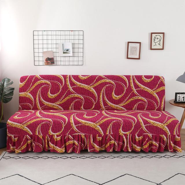 Moderne Blumenserie Sofabezug mit Rockkante für Klappsofabezug ohne Armlehne All-inclusive Elastischer Überwurfschutz