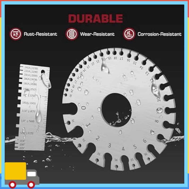Wire Gauge Measuring Tool&Metal Gauge Thickness Tool,Stainless Steel Welding Thickness Gauge Dual-Sided Round Wire Gauge Durable