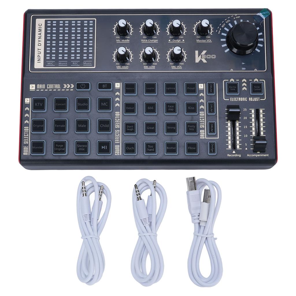 Computer Live Sound Card Multi DJ Mixer Effects Voice Changers LED Lights Sound Board for PC Game