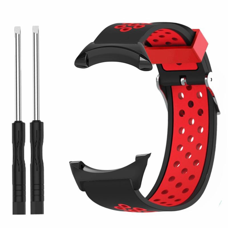 

For Suunto Core Silicone Watch Bands Dual Color Breathable 22mm Sport Straps Black+Red
