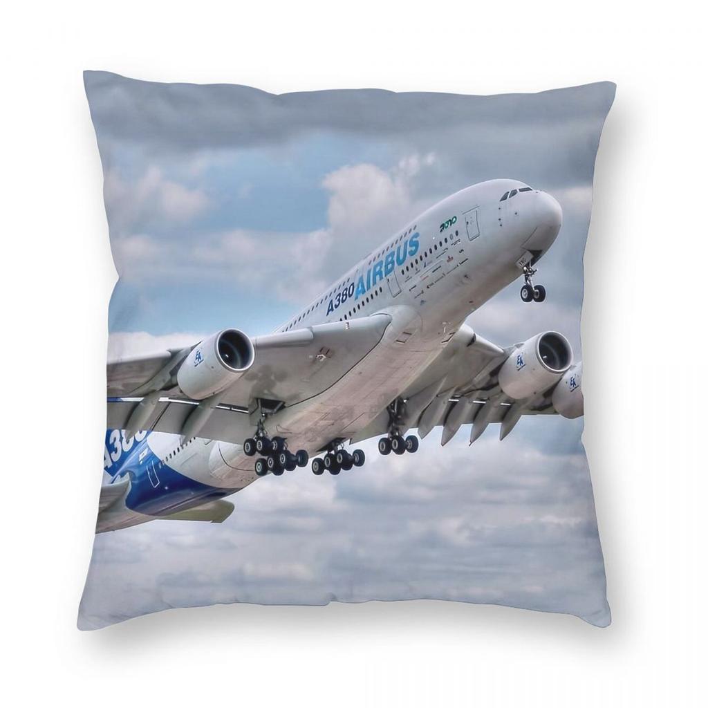 Airbus A380 Start Quadratisches Kissenbezug Polyester Leinen Samt Bedruckt Reißverschluss Dekor Kissenbezug für Sofas Sitzer