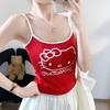 Summer New Sweet and Spicy Style Contrasting Color Edge KT Cat Print Suspender Vest Female Slim Slim and Thin Versatile Top