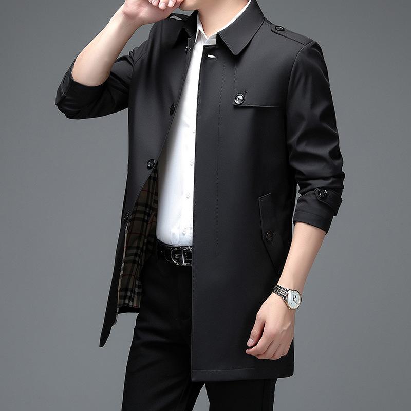 

Подлинная мужская ветровка средней длины, новый стиль, британский стиль, весенняя одежда для среднего возраста, повседневные куртки на весну и осень 195