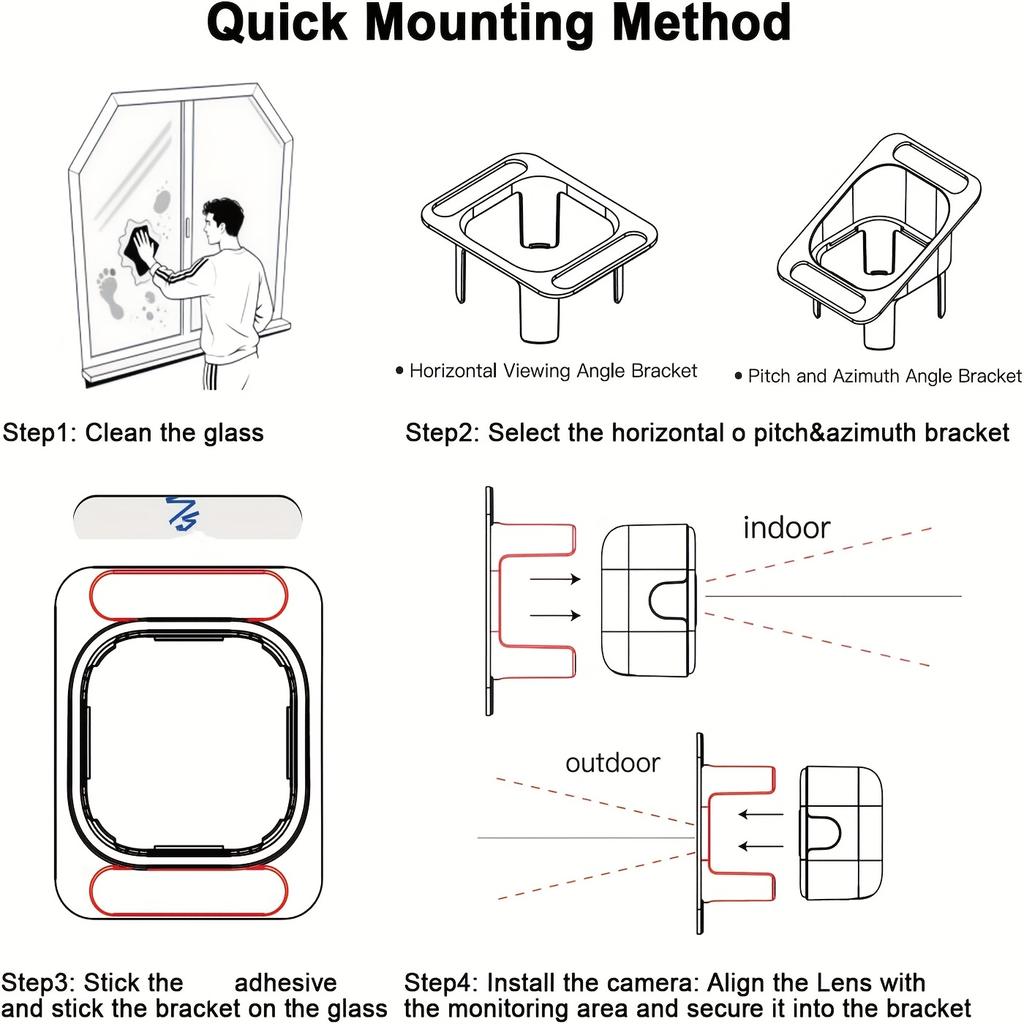 Fensterkamera, unterstützt 2,4G und 5G WLAN, Farb-Nachtsicht, Zwei-Wege-Audio, Personen- und Bewegungserkennung und Allwetteraufzeichnung.