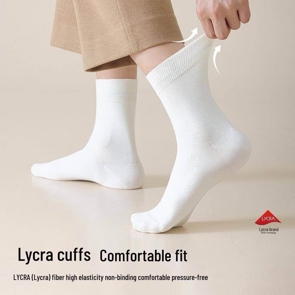 2025 Autumn Men's Aloe-Infused Antibacterial Mid-Calf Cotton Lycra Socks