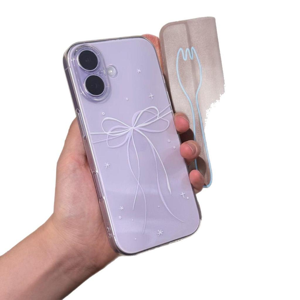 Compatible Phone Case for Apple 17/17PROMAX, 16PRO, 15, Purple Bow 13, Transparent 11, XS/XR with Precision Cutouts