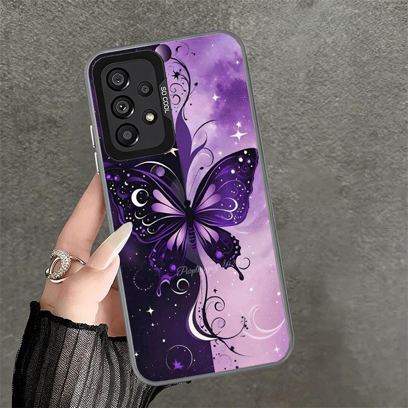 Beautiful Purple Butterfly Shockproof Phone Case for Samsung A17 A16 A15 A14 A37 A57 A36 A56 A26 A35 A55 A25 A34 A54 A24 A13 A23