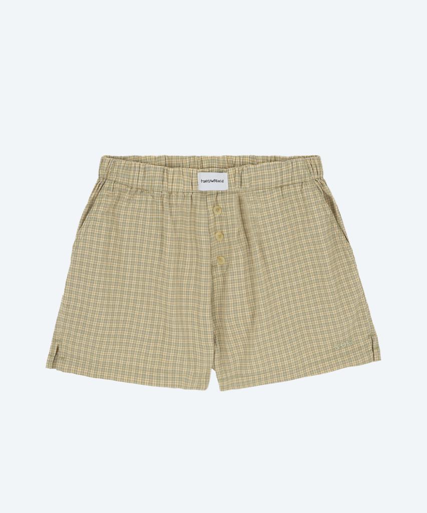 Tonilolenseu Layered Check Pajama Shorts Beige